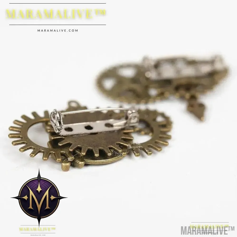 Fashion Creative Steampunk Gear Wings Brooch