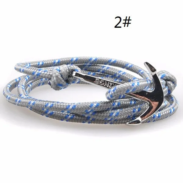 Fashion Jewelry Silver Alloy Anchor hooks Bracelet Men Leather Risers Bracelet for Women&Men friendship bracelets