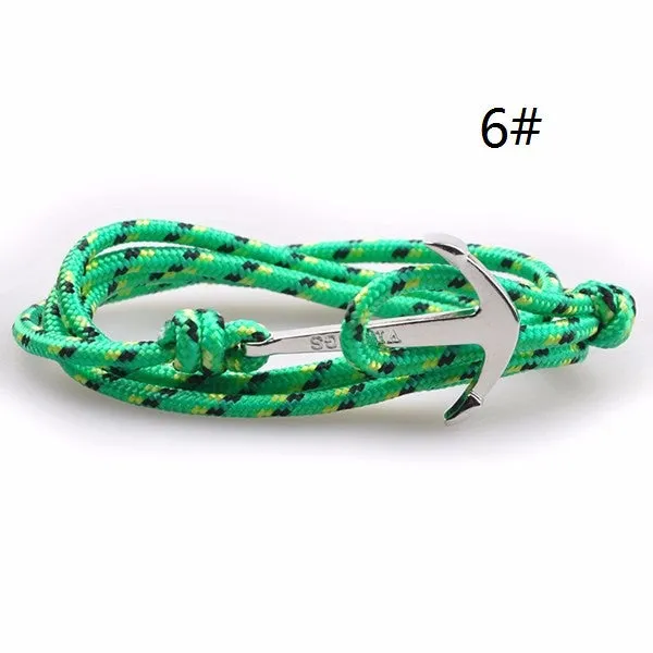 Fashion Jewelry Silver Alloy Anchor hooks Bracelet Men Leather Risers Bracelet for Women&Men friendship bracelets