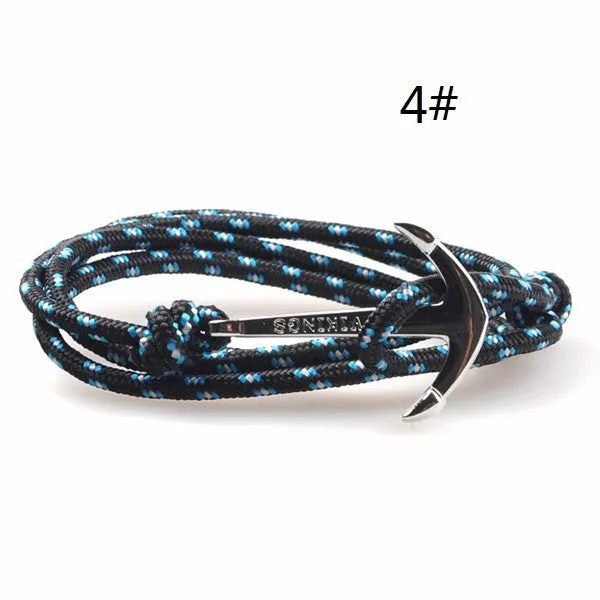 Fashion Jewelry Silver Alloy Anchor hooks Bracelet Men Leather Risers Bracelet for Women&Men friendship bracelets
