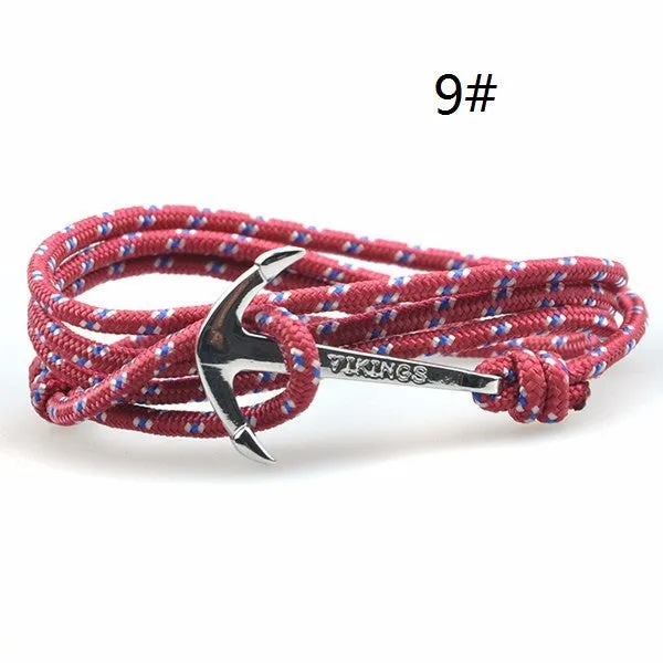 Fashion Jewelry Silver Alloy Anchor hooks Bracelet Men Leather Risers Bracelet for Women&Men friendship bracelets
