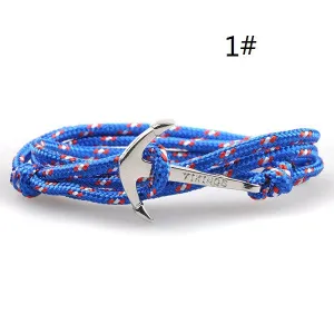 Fashion Jewelry Silver Alloy Anchor hooks Bracelet Men Leather Risers Bracelet for Women&Men friendship bracelets