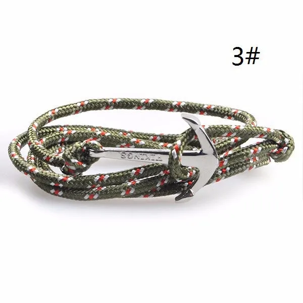 Fashion Jewelry Silver Alloy Anchor hooks Bracelet Men Leather Risers Bracelet for Women&Men friendship bracelets