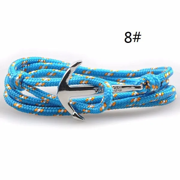 Fashion Jewelry Silver Alloy Anchor hooks Bracelet Men Leather Risers Bracelet for Women&Men friendship bracelets