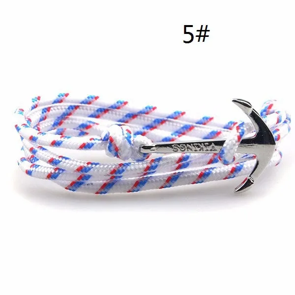 Fashion Jewelry Silver Alloy Anchor hooks Bracelet Men Leather Risers Bracelet for Women&Men friendship bracelets
