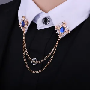 Fashion Tassel Crystal Cross Chain Brooch Women's Shirt Collar Pins and Brooches Personality Lapel Pin Buckle Women Accessories