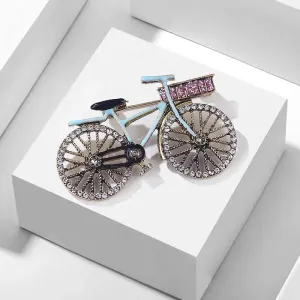 Fashion Vintage Creative Colors Rhinestone Metal  Bicycle Shape Enamel Brooch  Badge Cyclists Clothing Lapel Pin Gift Jewelry
