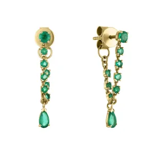Fern Drop Earrings: 14K Yellow Gold/Emerald