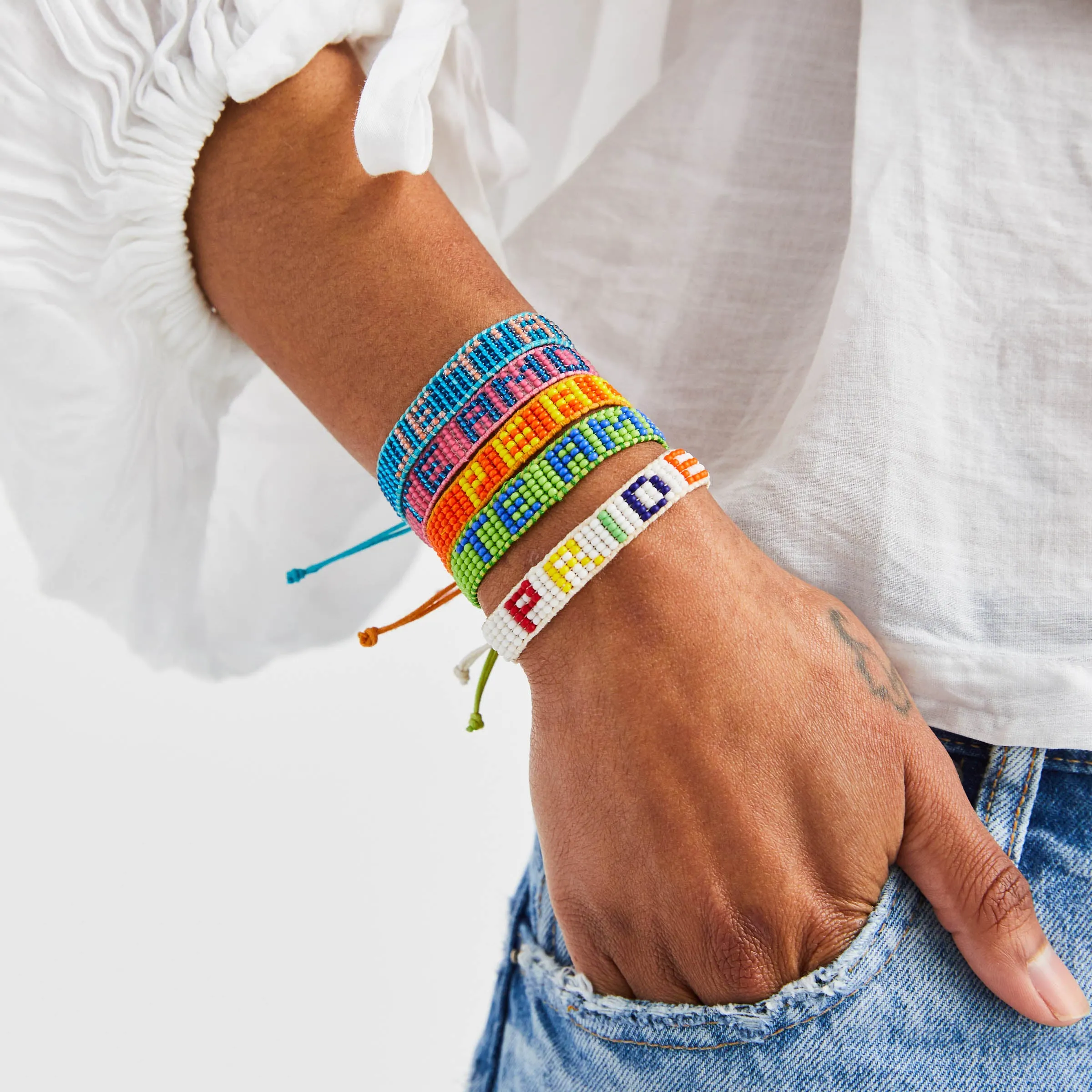 FINAL SALE: Woven TE AMO Bracelet - Pink/Sapphire