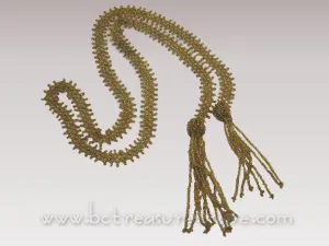 Flapper Bead Necklace Sautoir 1920s Gold Glass Beads Gatsby