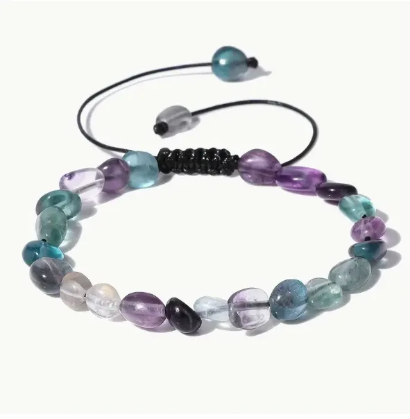 Flourite Tumbled Stone Bracelet for Focus & Decision Making