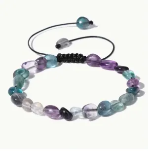 Flourite Tumbled Stone Bracelet for Focus & Decision Making