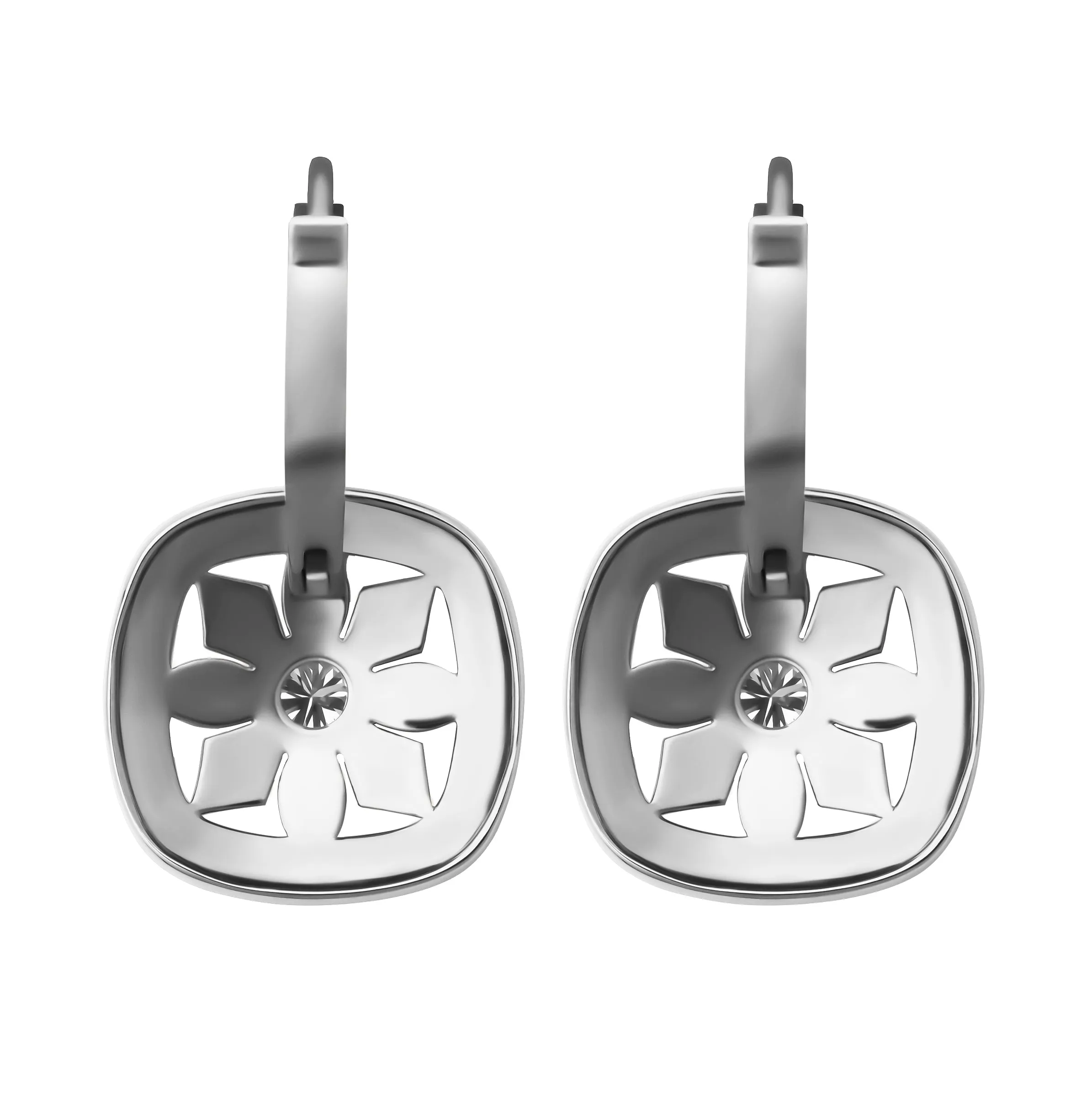 Flower Milgrain Earrings in 14K White Gold