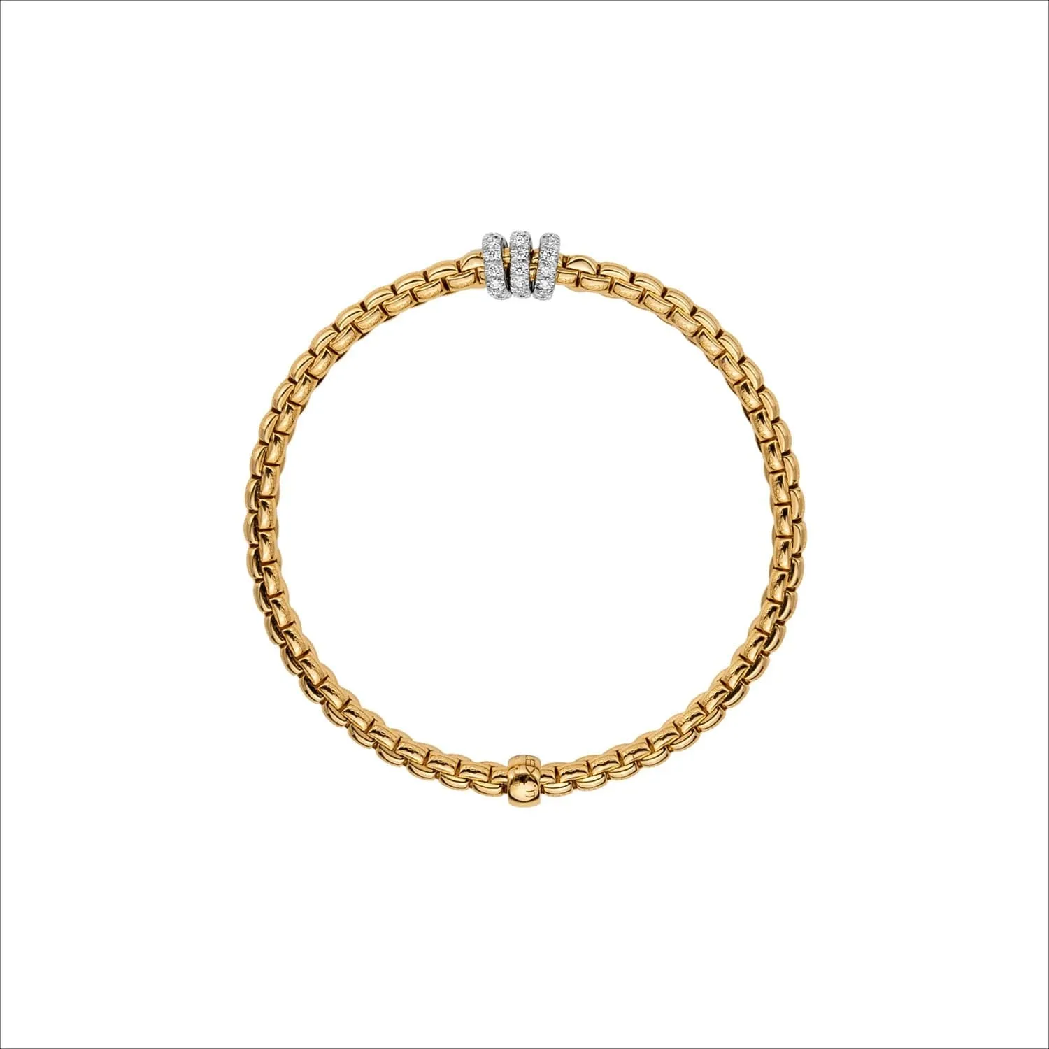 Fope Eka 18k Yellow Gold Flex'It Bracelet with Diamond Rondels - Size Small