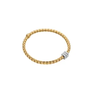 Fope Eka 18k Yellow Gold Flex'It Bracelet with Diamond Rondels - Size Small