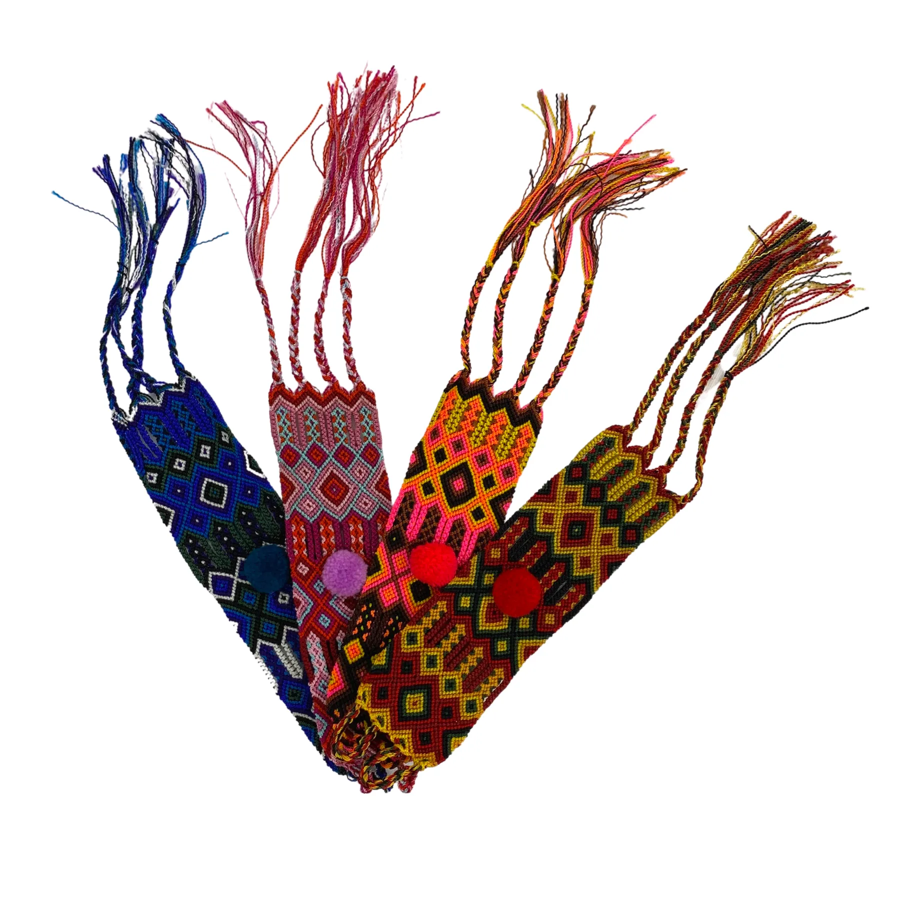 Friendship Woven Pom Pom Bracelet - Mexico