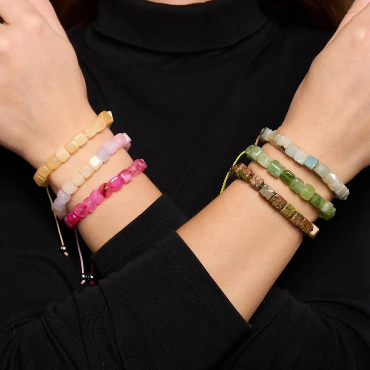 Fuchsia Agate | Silver | Gemstone Pebble Macrame Bracelet