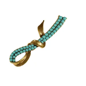 Geometric Blue Stone Vintage Metal Brooch