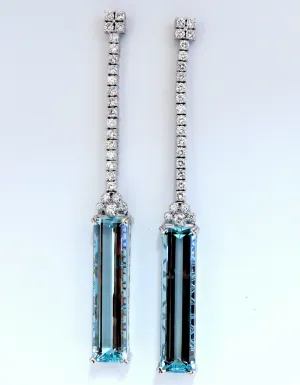 GIA Certified 62.22ct Natural Aquamarine Diamonds Dangle Earrings 18Kt Platinum