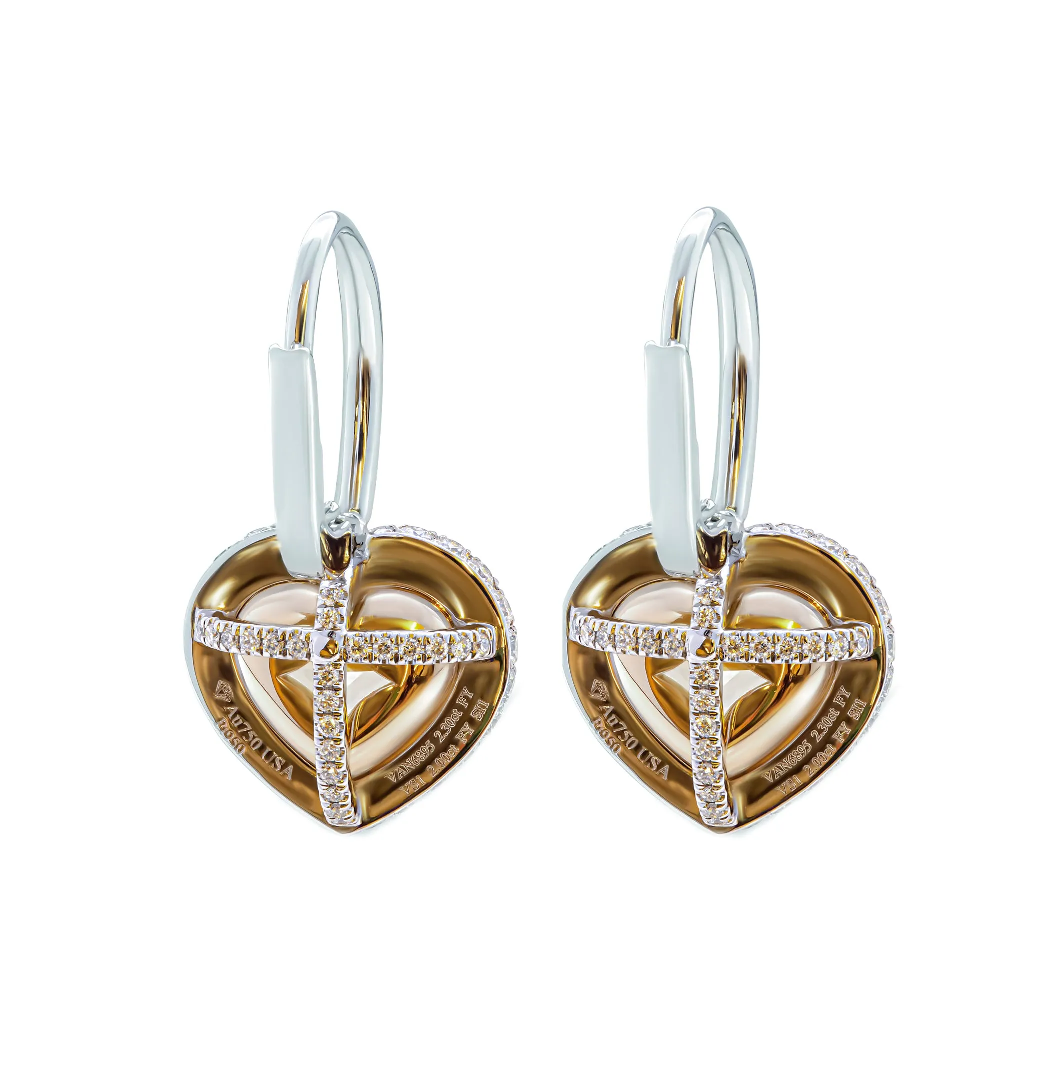 GIA Certified Earrings with Fancy Yellow Heart Shape Diamonds