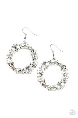 GLOWING in Circles White Paparazzi Earrings
