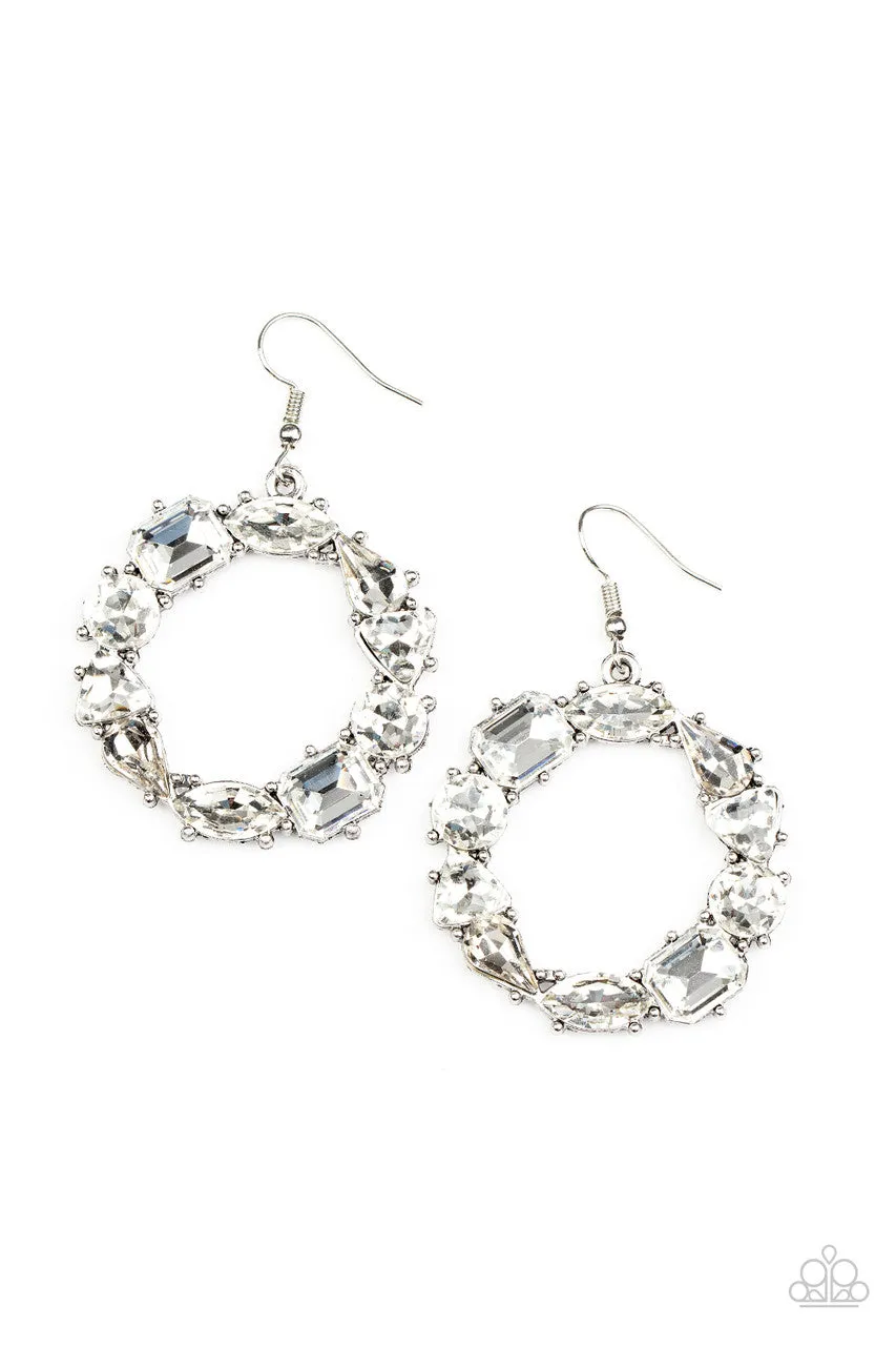 GLOWING in Circles White Paparazzi Earrings