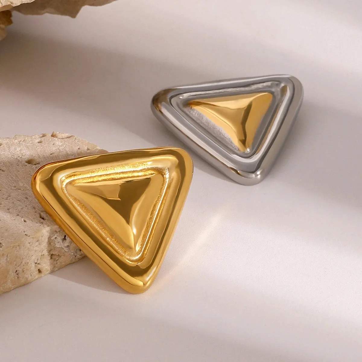 Gold Silver Triangle Brooches Pin