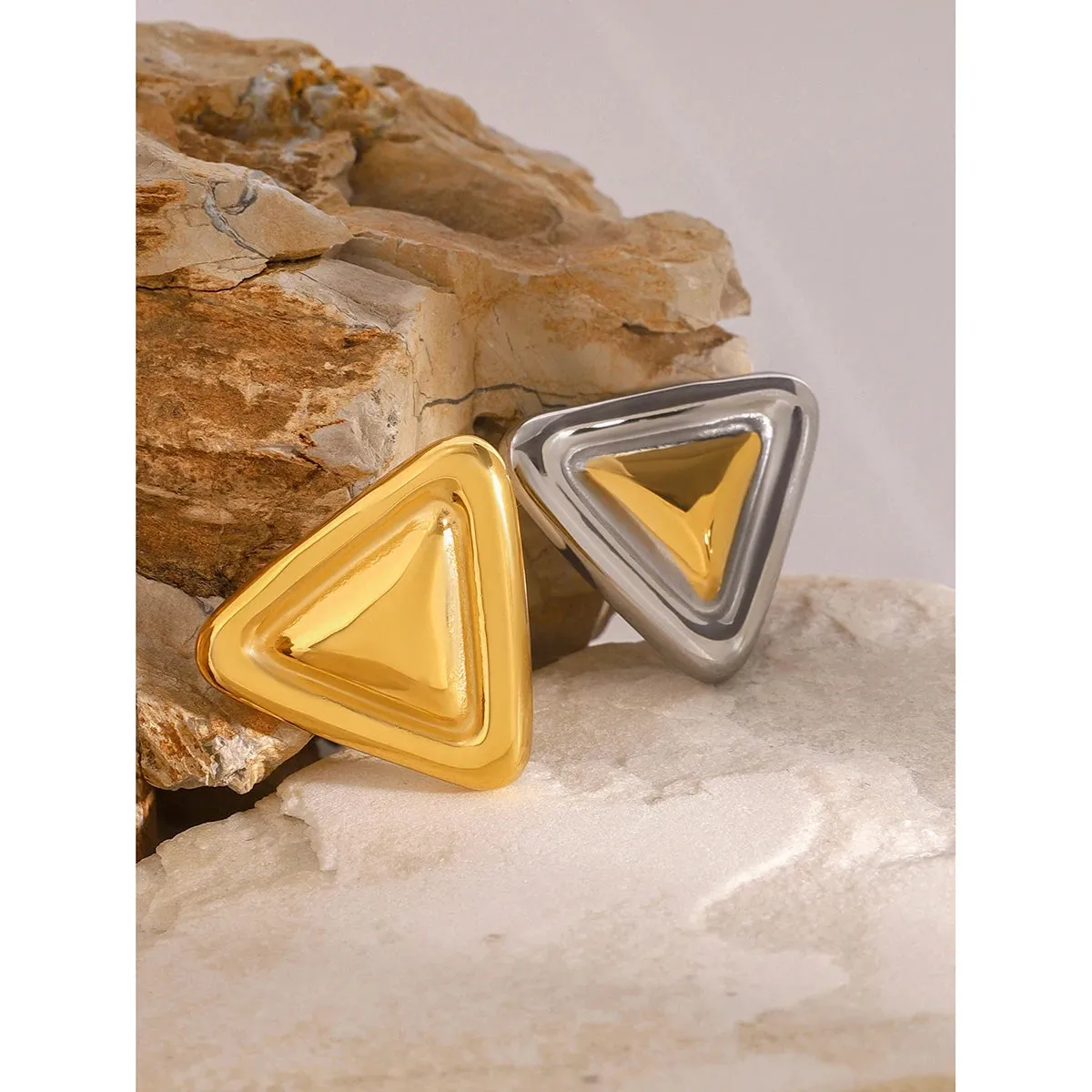 Gold Silver Triangle Brooches Pin