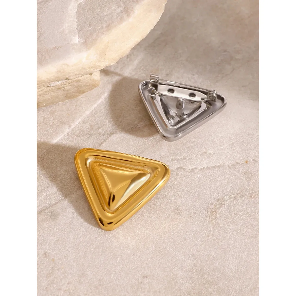 Gold Silver Triangle Brooches Pin
