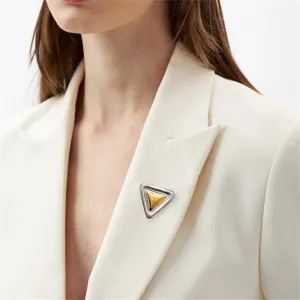 Gold Silver Triangle Brooches Pin