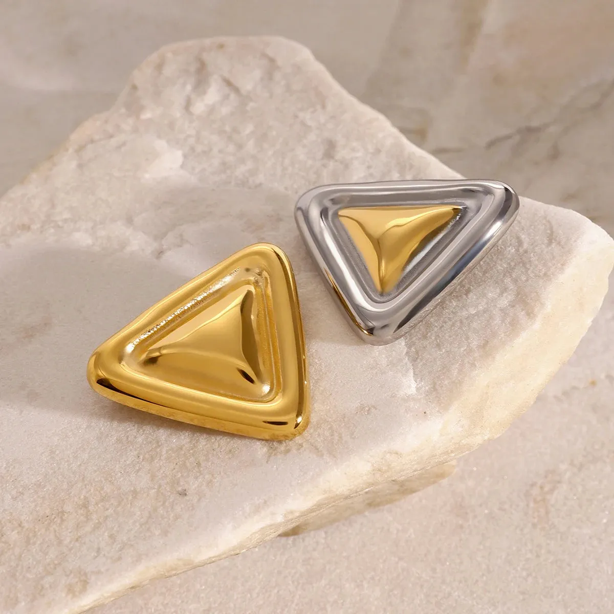 Gold Silver Triangle Brooches Pin