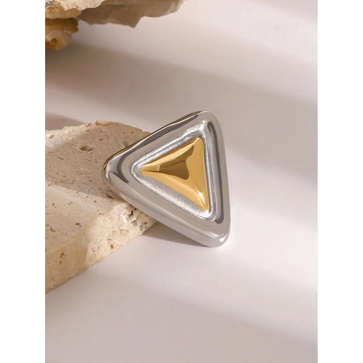 Gold Silver Triangle Brooches Pin