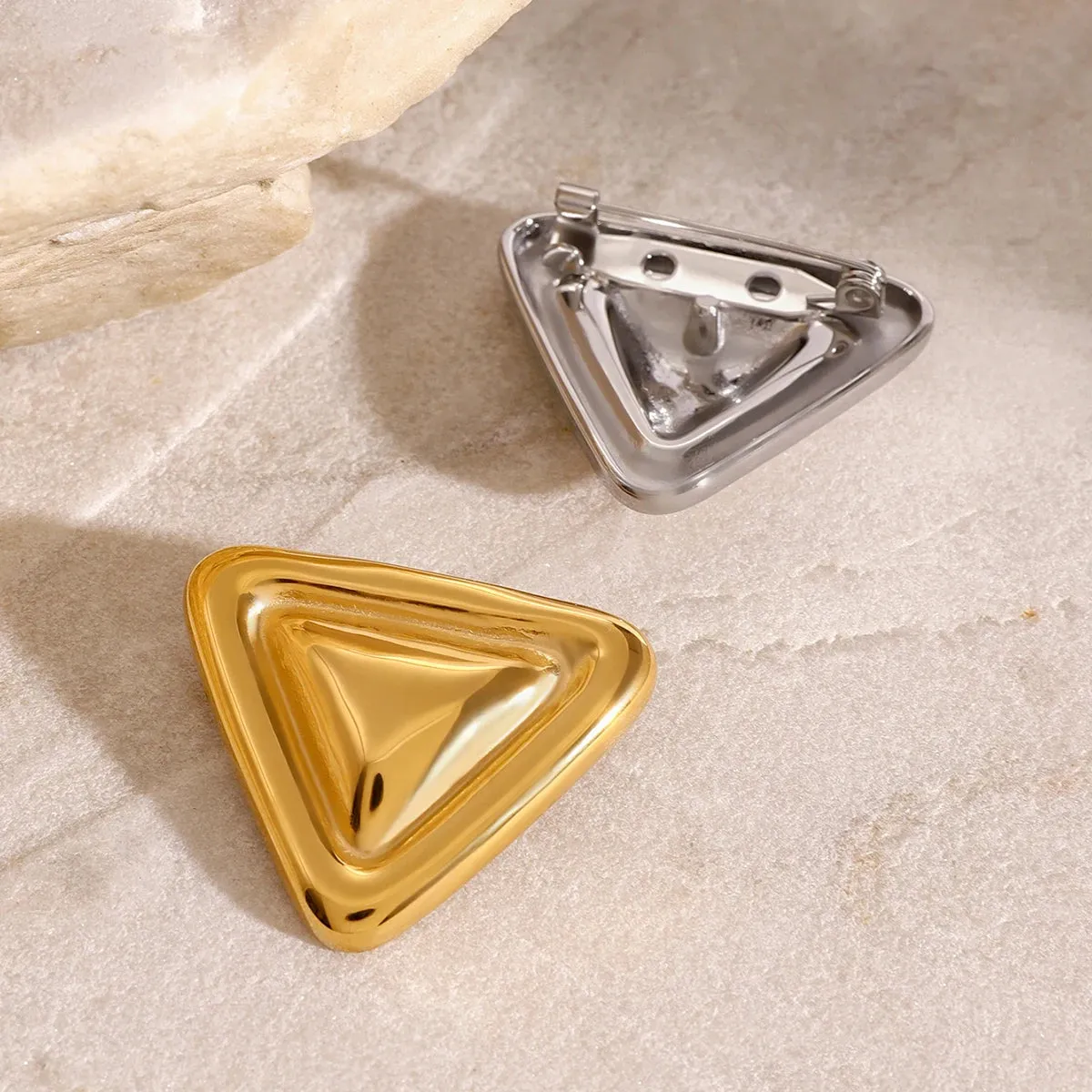 Gold Silver Triangle Brooches Pin