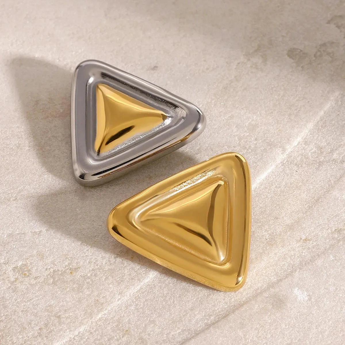 Gold Silver Triangle Brooches Pin