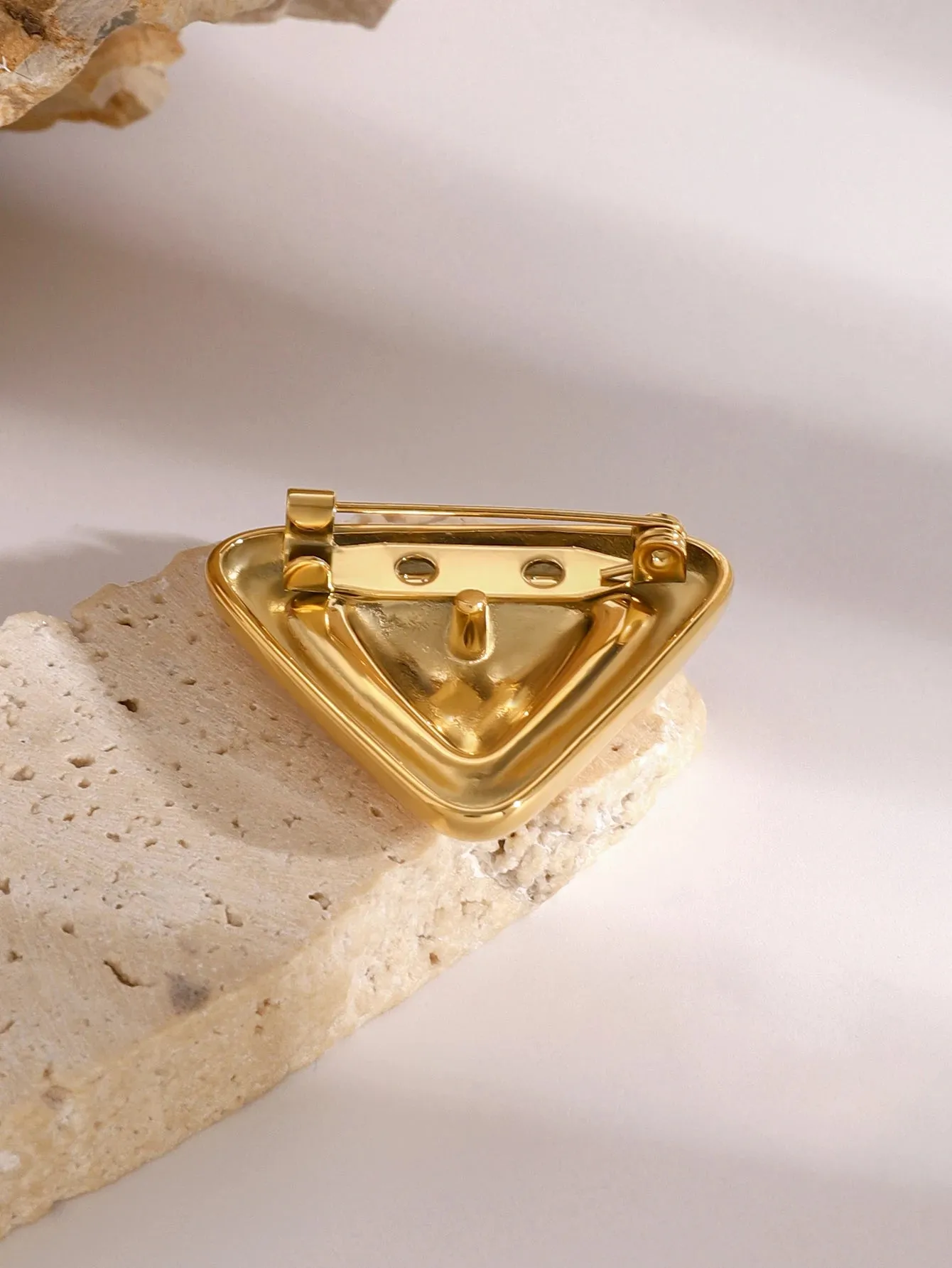 Gold Silver Triangle Brooches Pin