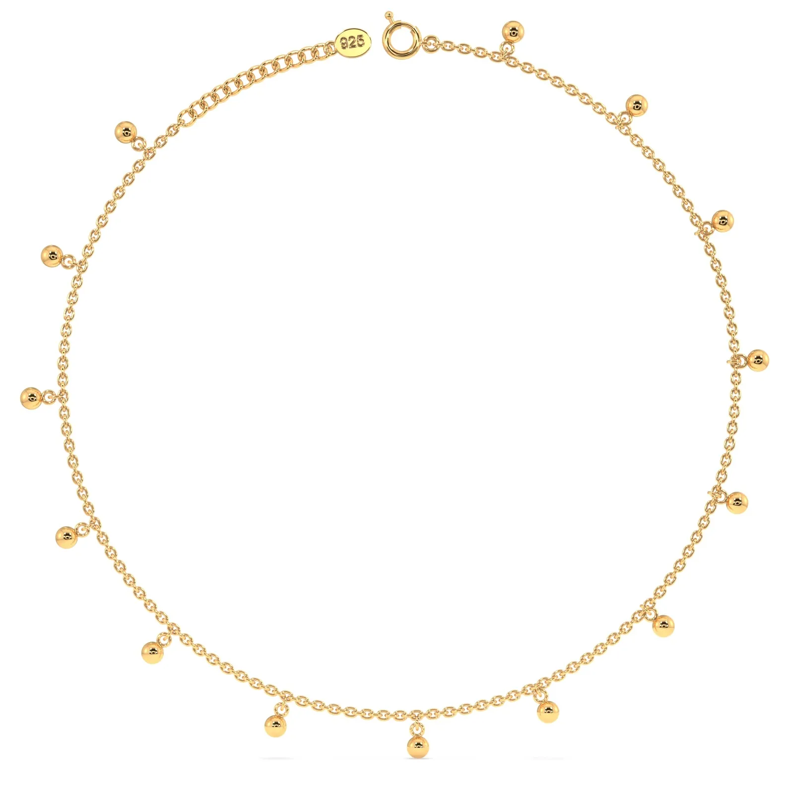 Golden Drop Anklet in 92.5 Sterling Silver