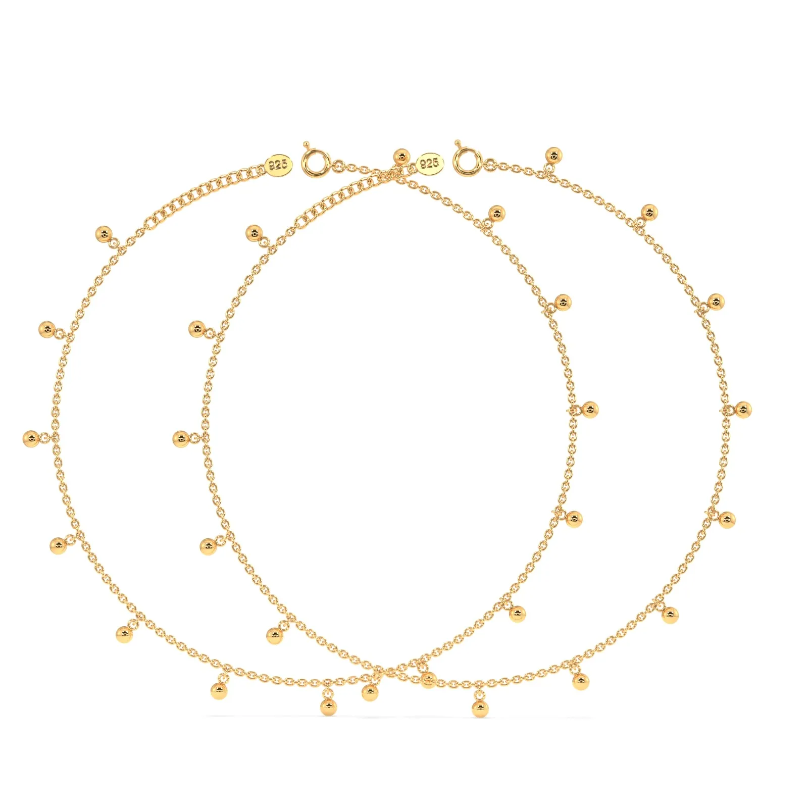 Golden Drop Anklet in 92.5 Sterling Silver