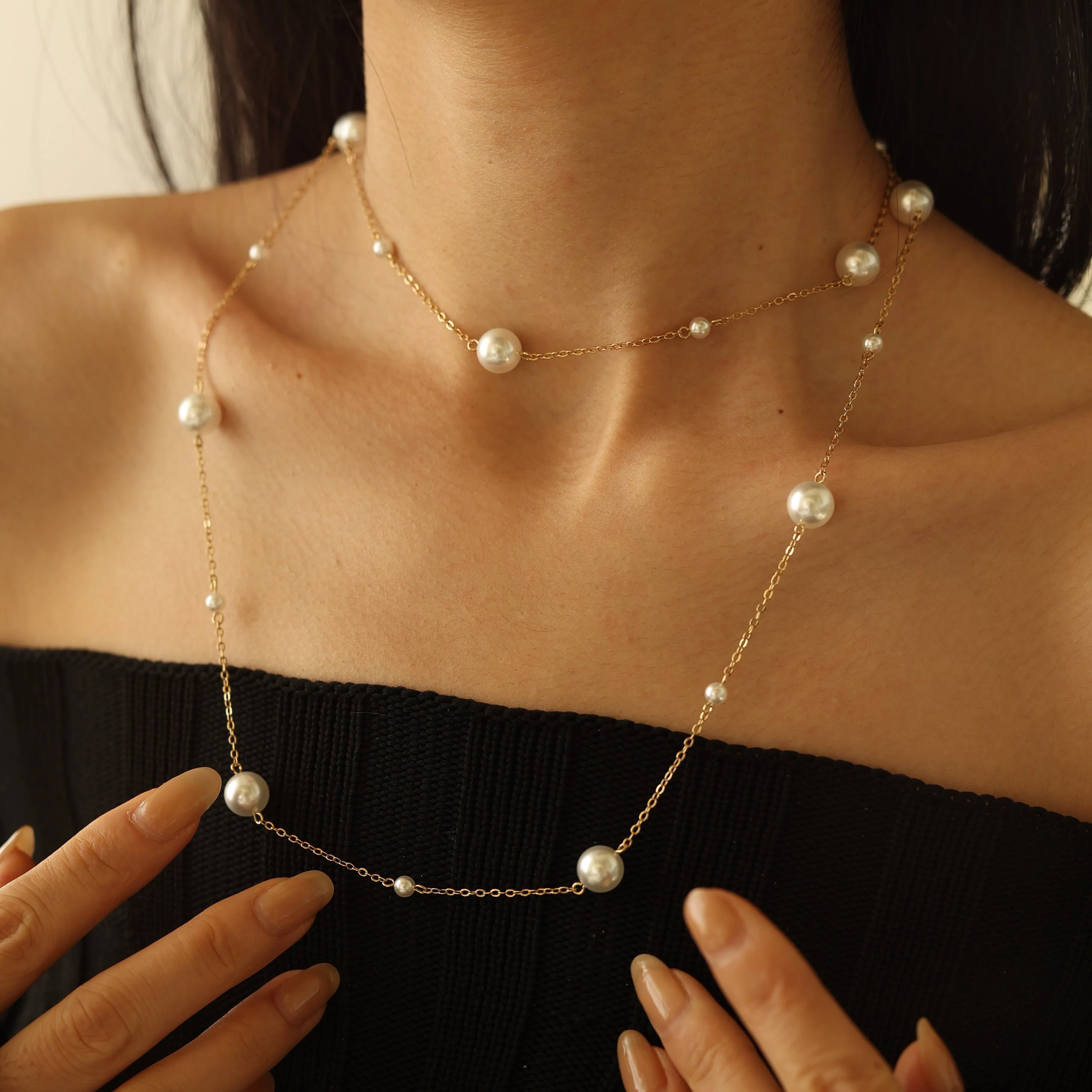 Golden Star Pearl Necklace