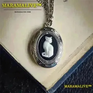Gothic Creative Diy Photo Frame Pendant Necklace for Men and Women Vintage Cat Cameo Personalized Jewelry Accessories