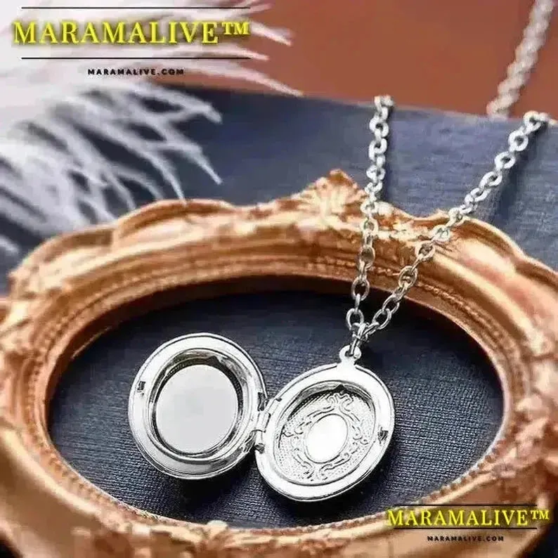 Gothic Creative Diy Photo Frame Pendant Necklace for Men and Women Vintage Cat Cameo Personalized Jewelry Accessories