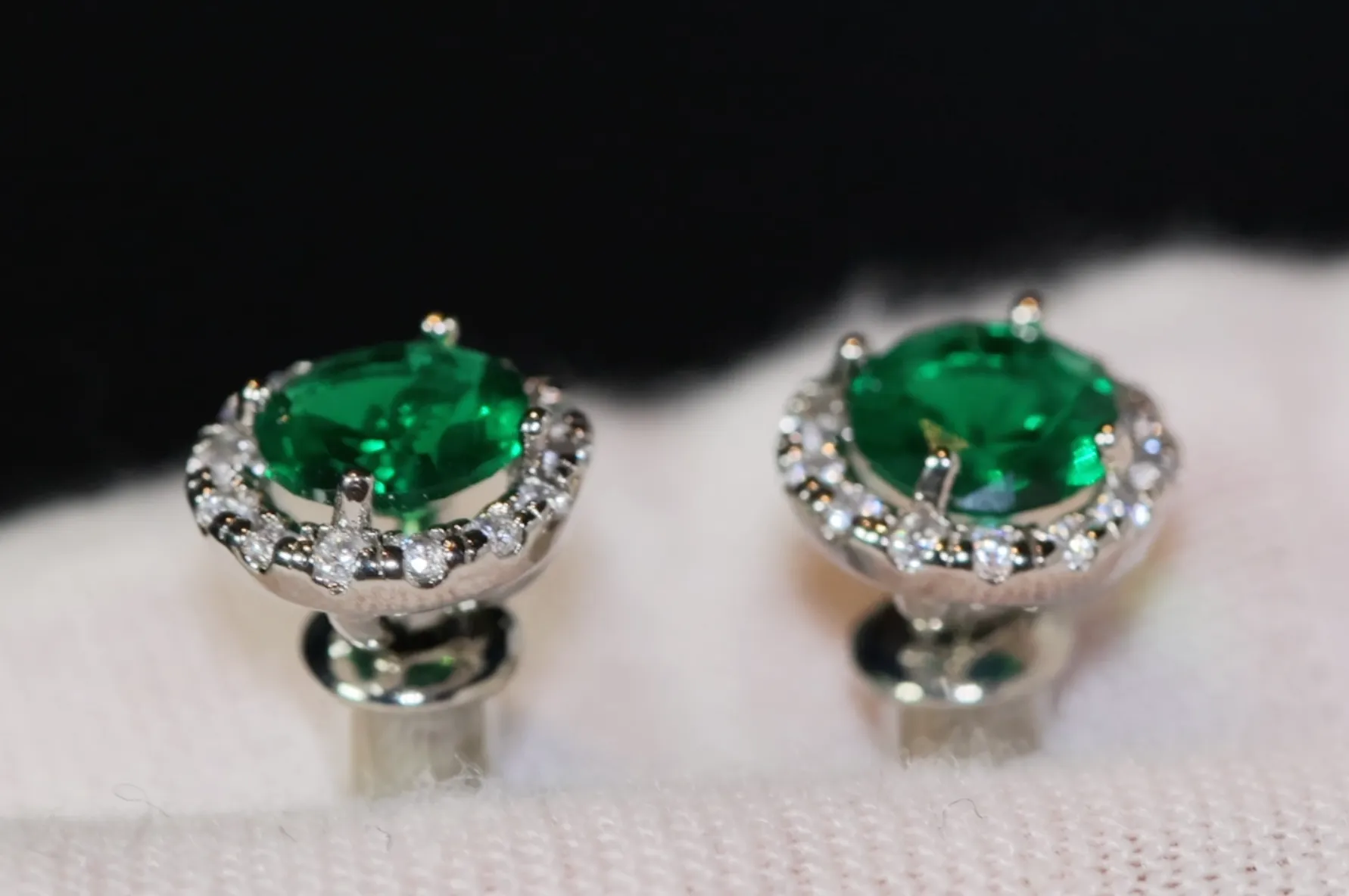 Green Diamond Ear Studs