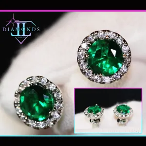 Green Diamond Ear Studs