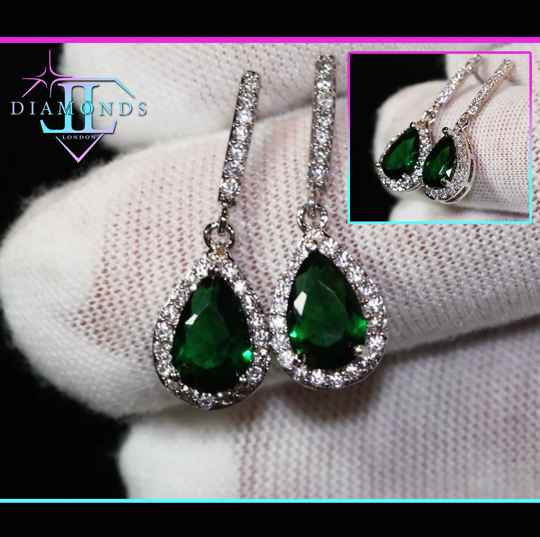 Green Diamond Earrings | Emerald Green Diamond Earrings