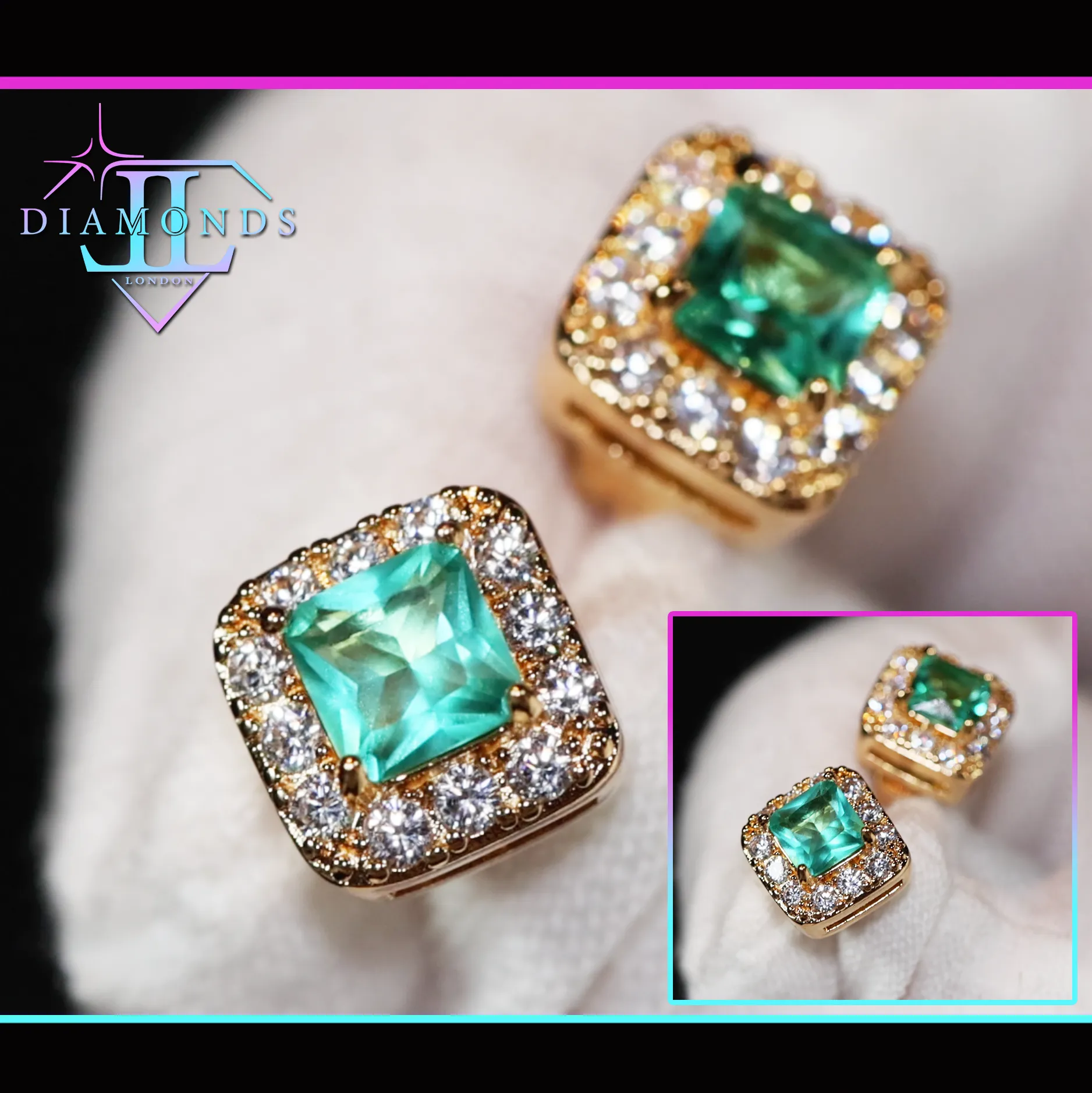 Green Diamond Earrings | Womens Earrings | Mens Ear Studs | Green Diamond Ear Studs | Stud Earrings | Diamond Ear Studs |  Ear Studs