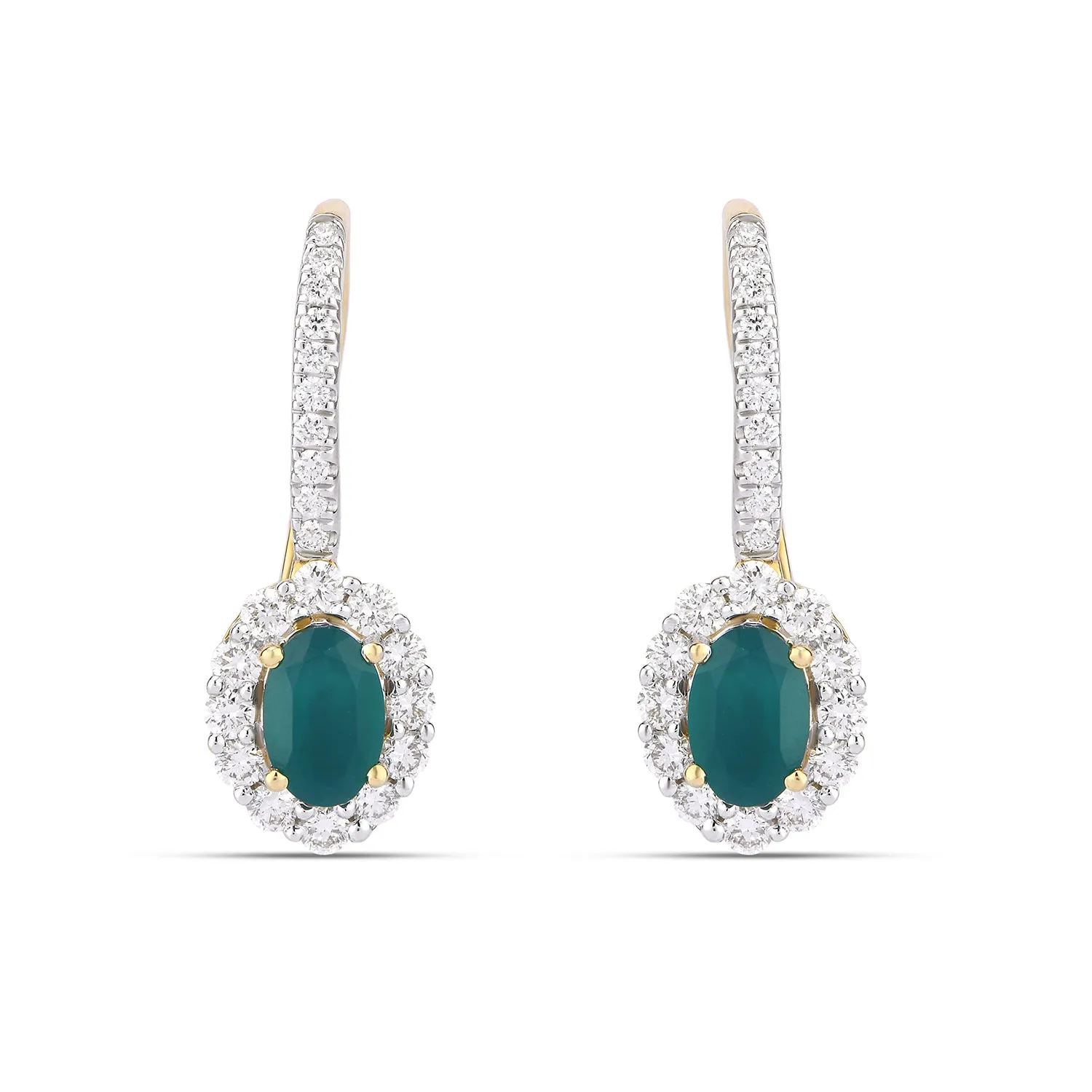 Green Emerald Diamond Earrings