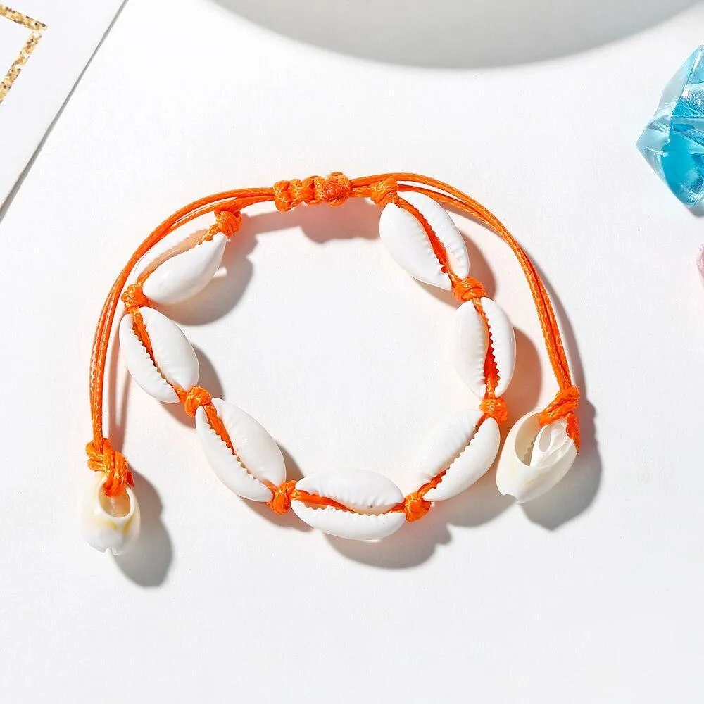 Handamde Natural White and Gold Luxury Shell Conch Rope Anklets BreceletFor Women Foot Jewelry Style