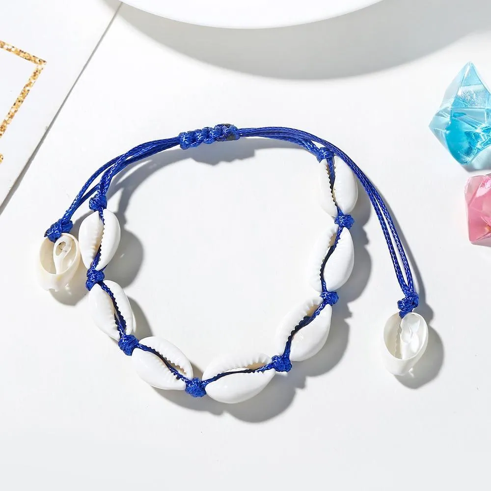 Handamde Natural White and Gold Luxury Shell Conch Rope Anklets BreceletFor Women Foot Jewelry Style