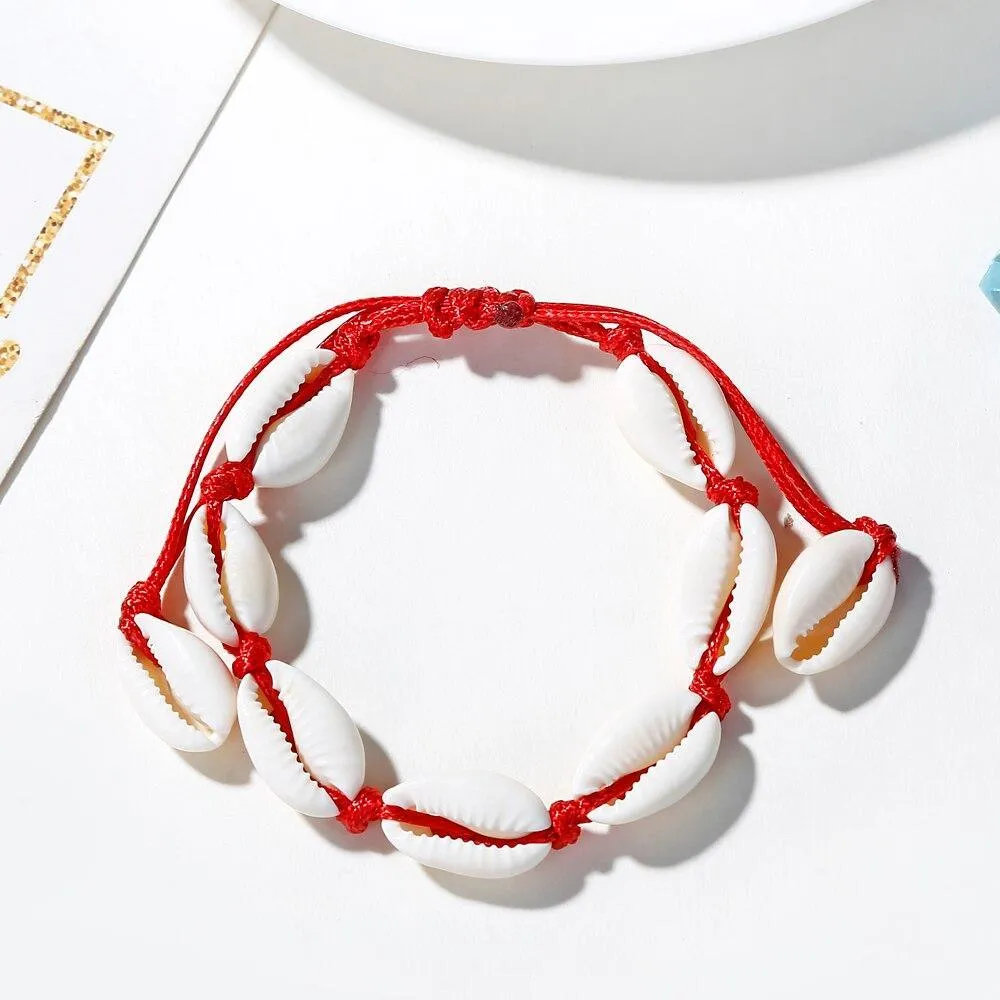 Handamde Natural White and Gold Luxury Shell Conch Rope Anklets BreceletFor Women Foot Jewelry Style