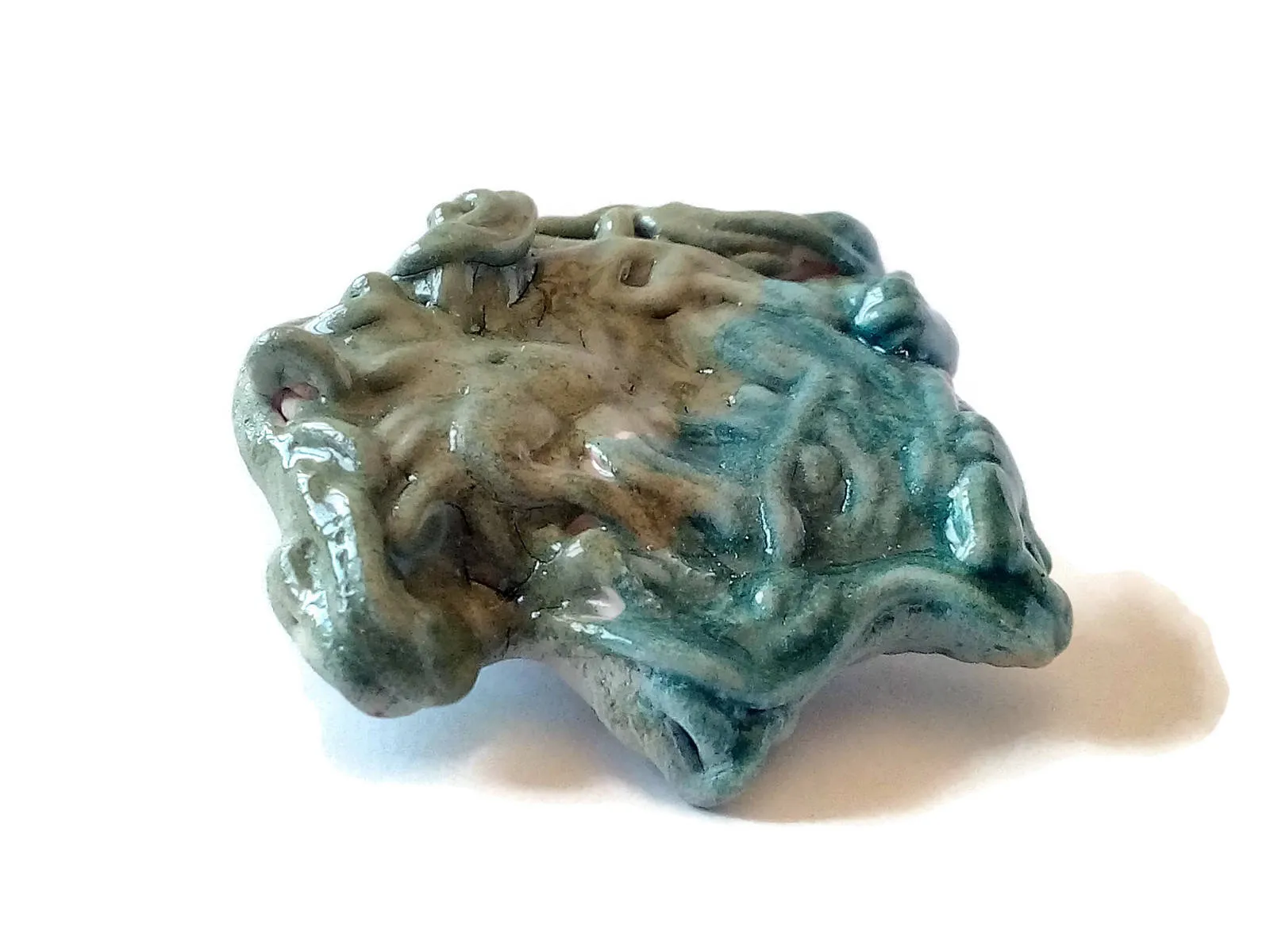 Handmade Ceramic Green Brooch – Unique Abstract Pin