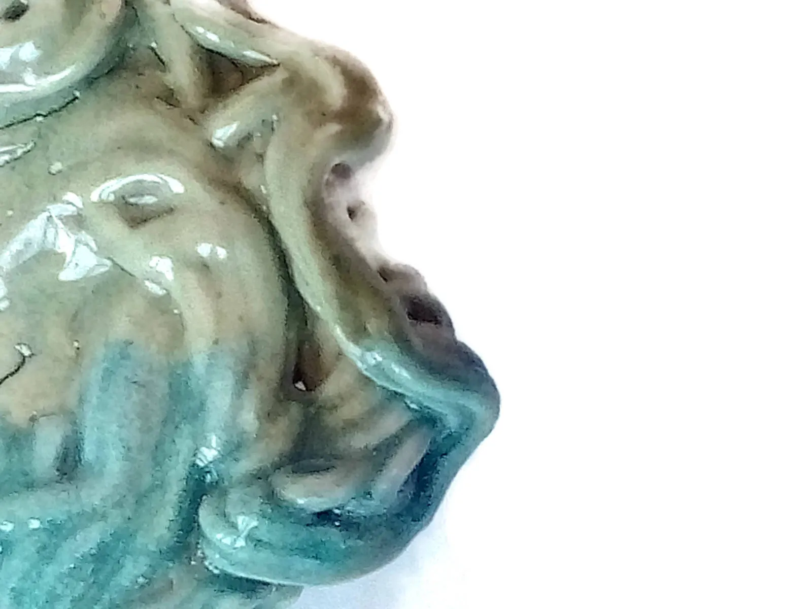 Handmade Ceramic Green Brooch – Unique Abstract Pin